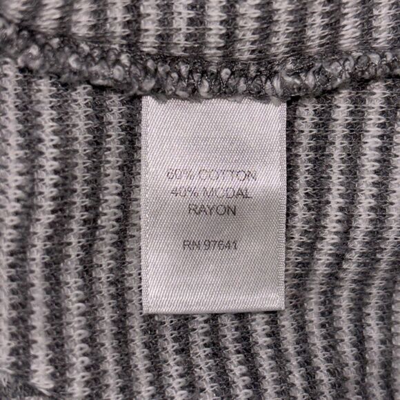 J. Jill Grey White Striped Knit Long Sleeve Scoop Neck Waffle Top Size XL - Picture 13 of 14